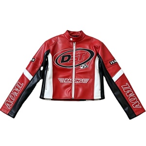 OEM Custom Vintage <strong>Racing</strong> Motorcycle <strong>Jacket</strong> for Men PU Leather Biker Coat with Custom Embroidery Streetwear for Outdoor Riding - Product Image 1
