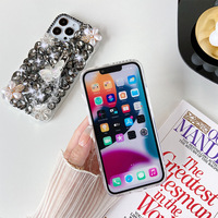 Jmax Luxe Papillon Main Doigt Sangle Étincelle Strass Téléphone étui pour iphone 12 13 14 15 16 Pro Max Plus pour Samsung Téléphone
