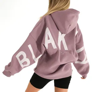 Benutzer definiertes Logo Hochwertige rosa feste Pullover Blank Plus Size Designer Übergroße Hoodies Jogger Frauen Sweatshirt