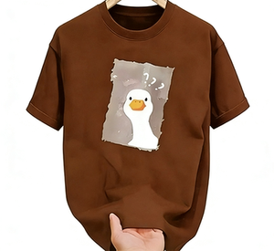 Camiseta con Gráfico de Ganso Lindo y Confuso con Signos de Interrogación, Camiseta Divertida con Meme de Animal, Camiseta Oversize de Algodón de Manga Corta, Estilo Urbano, Top Casual - Product Image 3