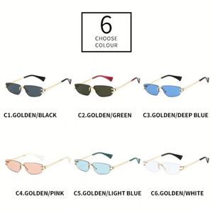 Lunettes de soleil œil-de-chat vintage Y2K punk en métal sans monture UV400 pour hommes et femmes, personnalisables avec logo, petite monture 2025 - Product Image 4