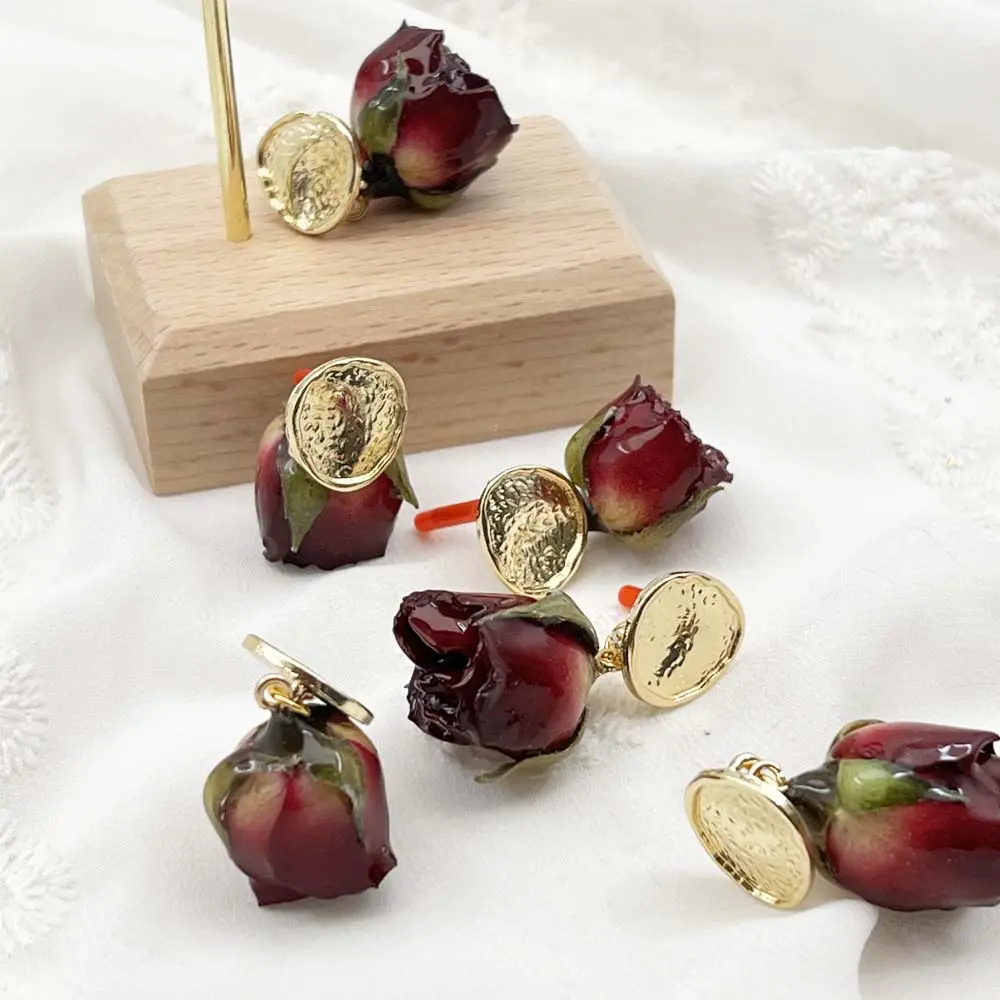Handmade Custom Statement Earrings Studs Funky Resin Flower Rose Earrings For Girls