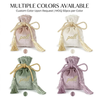 Sac à cordon en velours gaufré personnalisé de luxe, pochette en velours doux haut de gamme pour accessoires de bijoux à pompons, emballage cadeau et rangement