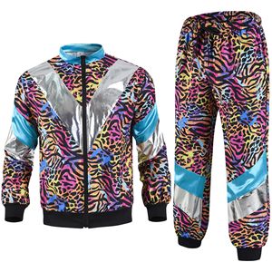 Ensemble de survêtement disco des années 1990, 2 pièces, style rétro, pour fête à thème carnaval, costume de cosplay, veste et pantalon, costumes de cosplay - Product Image 3