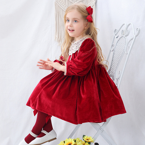 Abito Boutique per Bambine, <span class=keywords><strong>Vestito</strong></span> Invernale da Festa in Velluto <span class=keywords><strong>Rosso</strong></span>, Abito Spagnolo per Bambine, <span class=keywords><strong>Vestito</strong></span> Natalizio per Neonata - Product Image 2