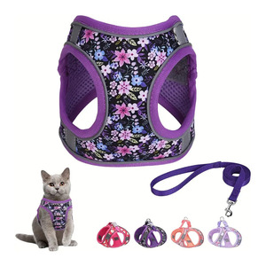 Ggtd <b>Pet</b> <b>Harness</b> With Leash Breathable Floral Print For Small Medium Dogs And Cats - Product Image 1