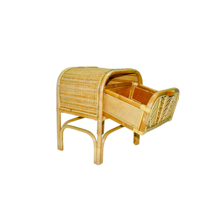 Table de chevet R017, alliant rotin naturel et contreplaqué pour un charme bohème et rustique côtier, dotée d'un tiroir spacieux - Product Image 4