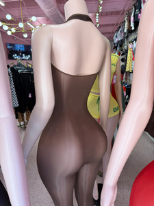 FF1501 <span class=keywords><strong>Combinaison</strong></span> Femme Ultra-Extensible Tricotée Brillante, Body Transparent Sexy à Col Halter, <span class=keywords><strong>Combinaison</strong></span> Élastique, Tenue <span class=keywords><strong>de</strong></span> Club, Streetwear, Romper - Product Image 5
