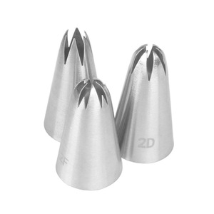 Cross-border exclusive 304 stainless steel medium-sized piping nozzle 3-piece <b>set</b> (1M2D2F) for cookie <b>baking</b> and cake - Product Image 5