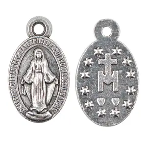 Liontin jimat logam 15*9mm Maria perawan emas liontin medali ajaib St paduan perak Katolik - Product Image 2