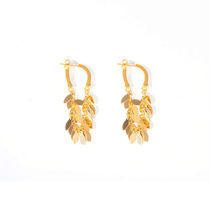 Pendientes de Moda Estilo Bohemio, Chapados en Oro PVD, Acero Inoxidable 316L, Diseño de Hoja Resistente y Sostenible, para Fiesta - Product Image 2