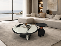 Ensemble de tables d'appoint modernes en marbre avec piédestal au design artistique pour mobilier de salon de luxe, usine OEM
