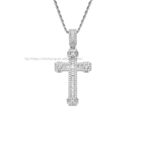 <b>Cross</b> pendant, hip hop jewelry, copper zircon vintage, Baotou <b>cross</b> necklace. - Product Image 5
