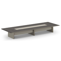 Table de conférence modulaire à pieds en aluminium gris brillant, personnalisable, grand format, design panneau, en bois MFC durable, idéale pour hôpitaux - Meilleures ventes
