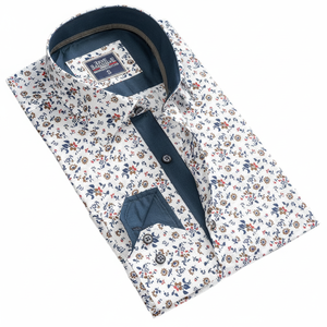 Chemise habillée blanche à fleurs pour homme, grande taille, 100 % coton - Product Image 2