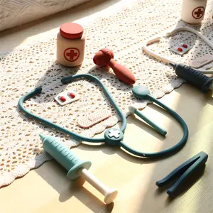 New Patent Design Play Medical Set Approval Doctor Toy Kids Silicone Doctor Kit BPA Free Silicone Doctor Set