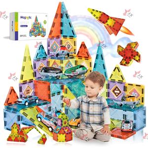 2025 tendencia educativa 3D 75P STEM imán mágico juguetes conjunto bloques de construcción magnéticos 100 Uds azulejos magnéticos para niños - Product Image 1