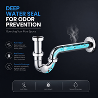 Siphon en U en zinc chromé de style italien pour lavabo, avec bouchon de vidange, pour salle de bain d'hôtel, personnalisable OEM