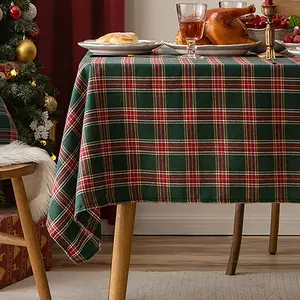 Christmas Decoration Luxury Simple Modern Table Cloth Cotton Linen Decoration Table Flag Tablecloths Checked Plaid Table Cloth