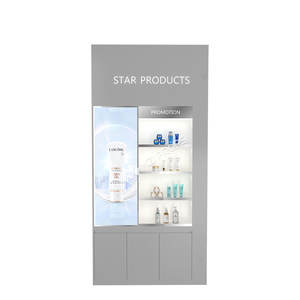 Armoire de pilier de support d'affichage cosmétique de <span class=keywords><strong>grande</strong></span> boîte lumineuse en bois gris GDR01-BZ-10 pour des meubles de magasin - Product Image 6