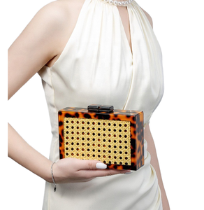 Woven Shoulder Cross Bag Women Casual Chain <b>Clutch</b> Pattern Cotton Lining Acrylic luxury <b>clutch</b> resin designer bridal <b>clutch</b> - Product Image 3