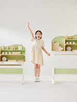 Bureau d'étude pliable moderne en bois pour enfants, réglable en hauteur, avec tiroir de rangement et étagère pour l'apprentissage des enfants
