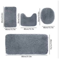 3 pièces tapis long en peluche tapis salle de bain ensemble d'absorption d'eau antidérapant toilette salle de bain toilette baignoire air tapis de sol antidérapant