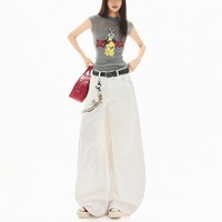 Vente en gros de jeans vintage à jambes larges pour femmes, pantalons en denim taille haute amples, esthétique grunge, streetwear Y2K, pantalon de skater hip hop