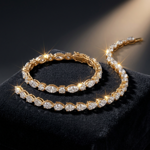 Pulsera de Diamantes de Corte Redondo y Marquise en Oro Amarillo para Hombre, Certificada por IGI, Joyería de Aniversario y Boda de Lujo - Product Image 1