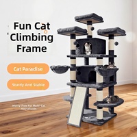 Tour pour chat multifonctionnelle avec griffoir en sisal, lit pour chat, plateforme de saut, option double condo pour chat, mobilier simple pour chat d'intérieur