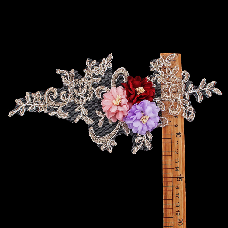 Cheerlifes Wholesale Fast Delivery 3D Beaded Embroidered Embroidery Sequence Mesh Flower Lace Tulle Applique For Clothing