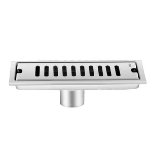 Siphon de sol rectangulaire moderne en acier inoxydable poli de 5,5 pouces, anti-corrosion, pour salle de bain, avec raccord fileté - Product Image 2