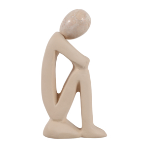 Scultura di Figura Seduta in Ceramica, Statuetta in Pietra per Decorazione di Casa e Ufficio - Product Image 2