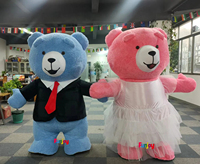 Costume de mascotte gonflable ours en peluche pour couple de mariage pour une fête spéciale