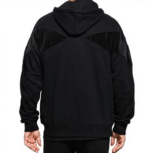 Vente en gros Assurance qualité grande taille hommes sweat à capuche zippé 100% coton KFH47 sweat vierge en noir fabriqué en grande taille - Product Image 2