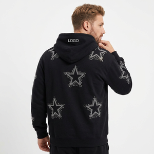 Sweat-shirts unisexes à strass, motif uni, tissu tricoté polyester/coton, style streetwear hip-hop décontracté, coupe classique - Product Image 2
