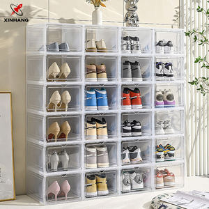 Xinhang fabrication Offre Spéciale étui à chaussures en plastique boîte de rangement empilable noir/blanc boîtes à chaussures transparentes boîte à chaussures avec aimant - Product Image 6