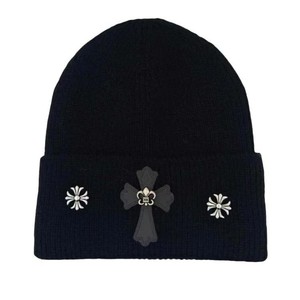 Snuggly and Soft <strong>Winter</strong> Knit Cross Decoration Beanies Solid Color Knit Hat Skull <strong>Cap</strong> with Cuff - Product Image 2