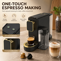 Machine à café à capsules domestique avec réservoir de mousseur à lait indépendant, 1100W, réservoir d'eau de 580ml, bac d'égouttement amovible pour expresso
