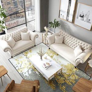 Canapé Chesterfield élégant de style gothique à 3 places, style crème chaud, canapé en tissu capitonné 123, ensemble de canapés pour salon - Product Image 2