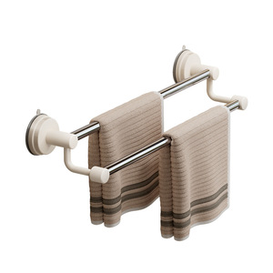 Towel <b>Rack</b> Suction Mounted Adjustable 48-88Cm Double <b>Bar</b> Stainless Steel ABS Modern Bathroom Towel Storage - Product Image 5