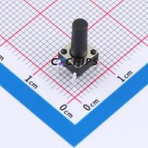 TSA06131-130B332BA Tactile Switch Through hole-4P,6.1x6.1mm Switch Single Pole Single Throw Round Button 1.8N 6.1mm - Product Image 1