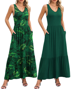 OWN Factory produit des robes sans manches simples à col en V <span class=keywords><strong>pour</strong></span> femmes avec couches de robes longues amples et amples avec poches - Product Image 5