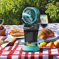 Ventilateur de table à brume d'eau rechargeable par USB, en plastique, à commande mécanique, batterie 15000 mAh, lumière LED, télécommande, pour extérieur et voiture