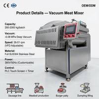Máquina Mezcladora de Carne al Vacío con Control Digital Inteligente |   Mezcladora de Carne Eléctrica SUS304 para Salchichas, Jamón y Fábricas de Procesamiento de Carne
