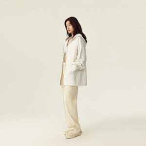 Otoño nuevo 1196 básico versátil suelto cárdigan con capucha sudadera para mujeres y hombres con logotipo frontal - Product Image 3