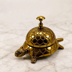 <b>Brass</b> Turtle Shell Reception <b>Bell</b> Geometric Embossed Dome Press <b>Bell</b> Decorative Tabletop Service <b>Bell</b> for Hotel Restaurant - Product Image 2