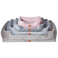 Lit pour chien en tissu doux avec fond amovible éponge à œuf motif solide tapis pour animaux de compagnie