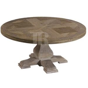 Table de restaurant en parquet pour 6 personnes, tables de restauration vintage en bois massif récupéré, table ronde en bois massif - Product Image 1