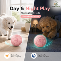 Balle interactive intelligente pour animaux de compagnie, design réaliste de dessin animé, 50x66mm, TPU, avec 3 modes de vibration, LED clignotante, mouvement irrégulier, jusqu'à 4 heures de jeu